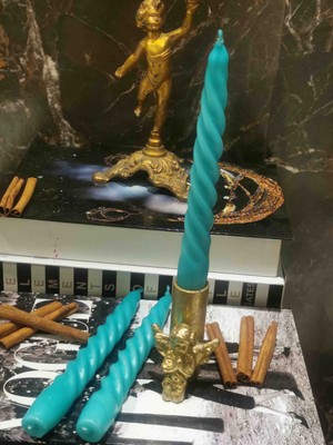 Iv Candles Homedecor 3'lü Turkuaz Burgulu Şamdan Mumu