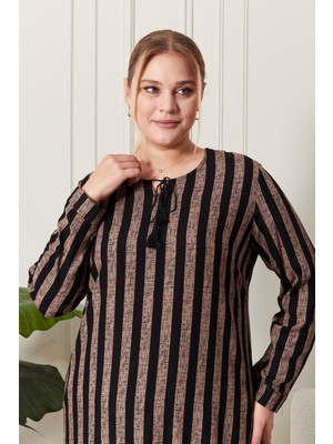 FERACE Kadin Tesettur Buyuk Beden Giyim Ipli Yazlık Tunik