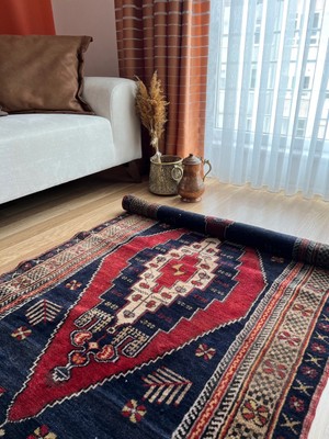 DesignEv 100X180 cm El Dokuma Canlı Renkli Dekoratif Yün Türk Kilim Yıkanabilir Kilim