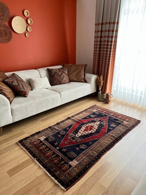 DesignEv 100X180 cm El Dokuma Canlı Renkli Dekoratif Yün Türk Kilim Yıkanabilir Kilim