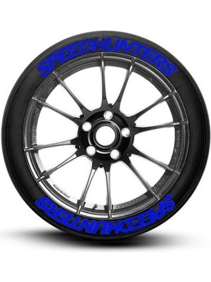 Performance Stickers Speedhunters Mavi Lastik Yazısı Araç Lastik Stikeri 8Adet Tüm Lastik Yanaklarına Uyumlu 31Mm