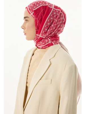 Shay Çiçek Desen Fuşya Pamuklu Şal