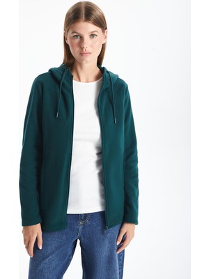 Lcwaıkıkı Basic Kapüşonlu Kadın Fermuarlı Sweatshirt