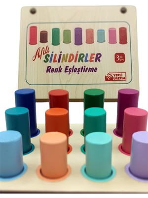 Afili Toys Montessori Renk Eşleştirmeli Tablalı Silindirler