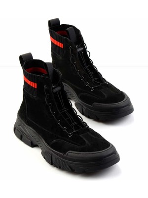 Bambi Siyah Süet Hakiki Deri Erkek Bot & Bootie E02185058402