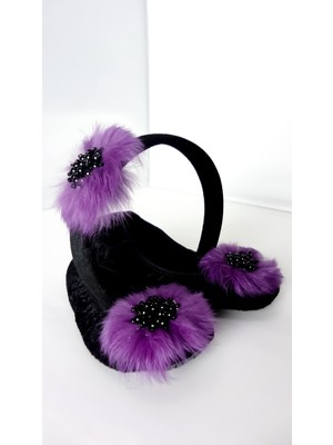 Ceyda Babet Ceyda Shoes Süslü Kadife Ev,hac, Umre Babeti, Hediye, Günlük Babet,tüylü Babet, Panduf, Patik, Gösteri Pisi Pisi Ponpon