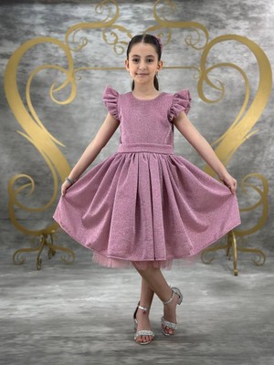 Defada Simli Tarz Zarif Çocuk Doğum Günü Özel Gün Abiye Elbise