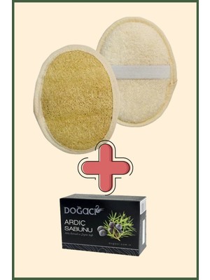 Aktarzane Kabak Lifi Kese Küçük Boy yuvarlak +Doğacı Ardıç Sabunu 150gr Banyo Hamam Kesesi Spa Seti