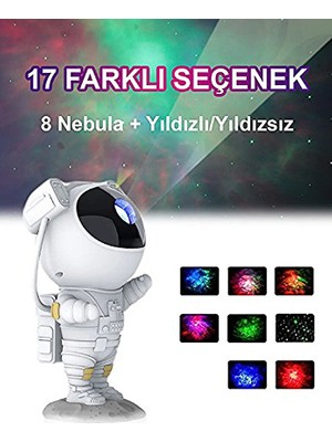 Store Astronot Galaksi Projektör Kumandalı Gece Lambası Yıldız ve Samanyolu Projeksiyon Işığı