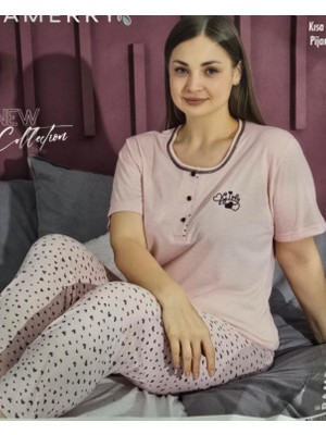 Ayşenur Yapakçı Viskon Kumaş Büyük Beden Bayan Pijama Takımı (Dar Kalıp)