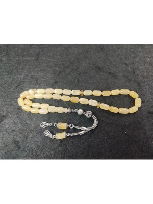 İskeçe Tesbih 925 Ayar Gümüş Püskül 9.80 Gr. 2 Yedek Habbeli Baltık Kraliçe Kaya Damla Sertifikalı 5935
