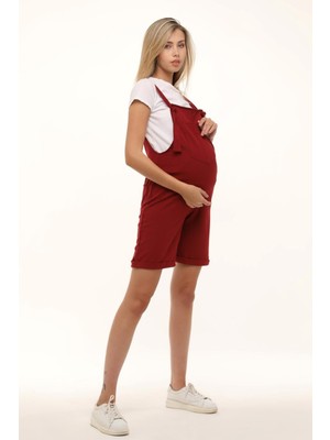 Luvmabelly MYRB6207 - Bordo Hamile Şort Salopet