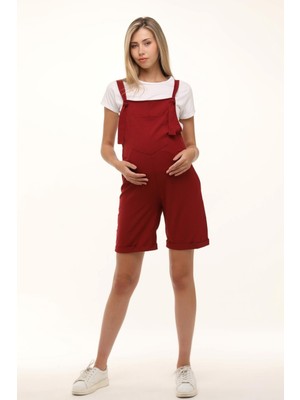 Luvmabelly MYRA6207 - Bordo Hamile Şort Salopet