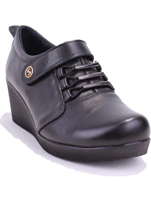 Dagoster DZA32-385 Siyah Ortopedik Günlük Deri Kadın Ayakkabı