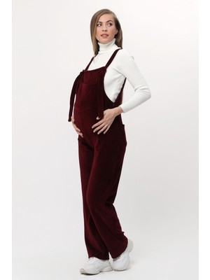 Luvmabelly MYRA6113 - Bordo Kadife Hamile Salopet