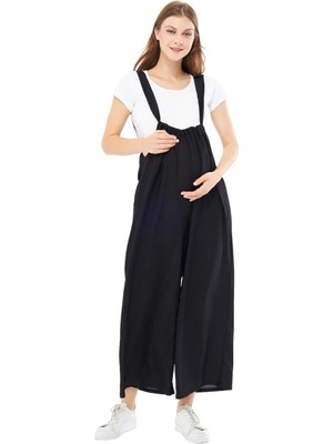 Luvmabelly MYRA6120 Pamuklu Mevsimlik Örme Hamile Salopet Normal Kesim Özellikli