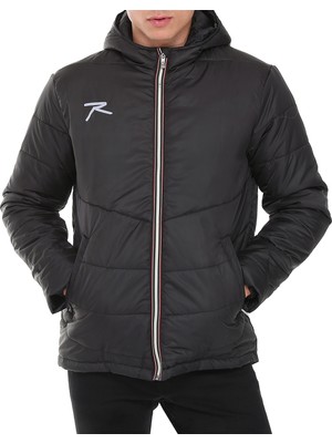 Raru Anorak Mereo Siyah Erkek Mont Regular Kalıp Elyaf Dolgulu Kapüşonlu