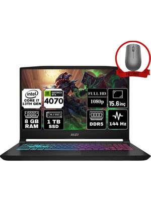 Msı Katana 15 Intel Core I7 13620H 8gb 1tb SSD RTX4070 Windows 11 Pro 15.6" Fhd 144Hz Taşınabilir Bilgisayar B13VGK-1874XTR-A66 & Anzar Mouse