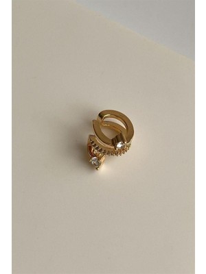 Mr. Rzn Store Özel Kaplama Gold Baget Taşlı Tekli Ear Cuff Küpe