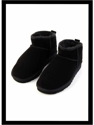 Bambi Siyah Süet Deri Kadın Bot & Bootie K02422008002