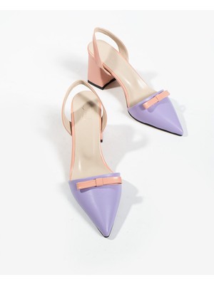 Duxal Shoes Werner Kadın Çift Renk Fiyonk Detay Topuklu Ayakkabı