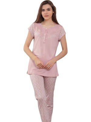 Pelin 2206-PELIN Bayan Pijama Takımı-Pudra