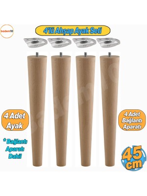 Badem10 4'lü Ahşap Sehpa Ayak Takımı 45 cm Zigon - Puf - Tabure