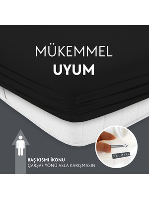 Calmera Home Tek Kişilik %100 Pamuk Penye Lastikli Çarşaf - 90 x 200 cm Siyah