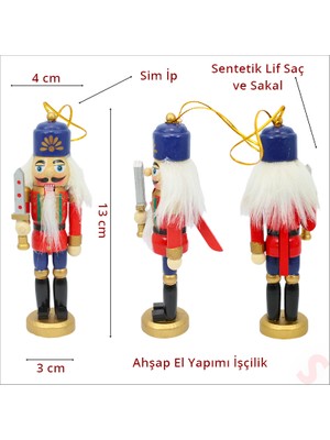 Süsle Bebek ve Parti Kurşun Asker, Ahşap Fındıkkıran 13CM - Kılıçlı Kırmızı