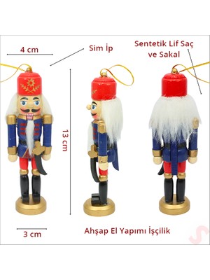 Süsle Bebek ve Parti Kurşun Asker, Ahşap Fındıkkıran 13CM - Kılıçlı Lacivert