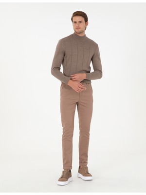 Pierre Cardin Erkek Vizon Slim Fit Kanvas Pantolon 50295932-VR052