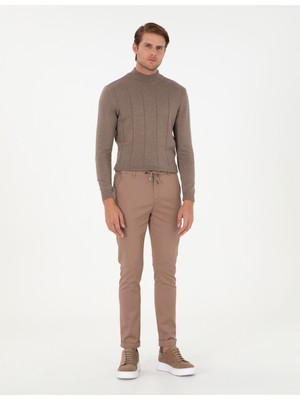 Pierre Cardin Erkek Vizon Slim Fit Kanvas Pantolon 50295932-VR052