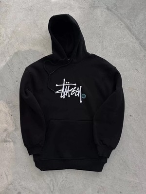 G-else Üç Iplik Kapşonlu Baskılı Sweatshirt - Siyah