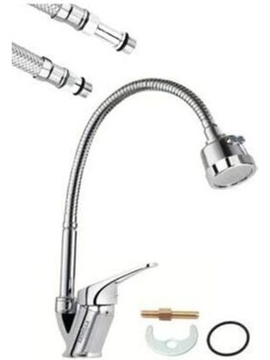 2 Fonksiyonlu Oynar Borulu Mutfak Musluğu Bataryası Çeşmesi Kaliteli Daphne