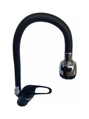 Kca Siyah Krom Spiral Oynar Borulu 2 Fonksiyonlu Mutfak Musluğu Bataryası Çeşmesi Çift Su Girişli