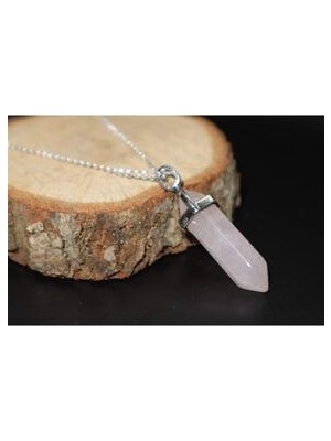 Pembe Kuvars Çivi Doğal Taş Kolye