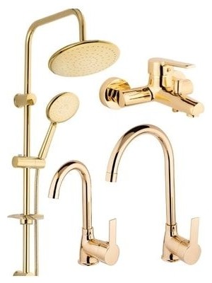 Kca Gold Altın Robot Duş Seti, Banyo, Mutfak Eviye, Lavabo Bataryası Musluğu Çeşmesi