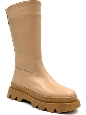 Beyaz (Vetta) Karin Termo Kaymaz Taban Fermuarlı Içi Sıcak Polar Günlük Çocuk Çizme Vizon