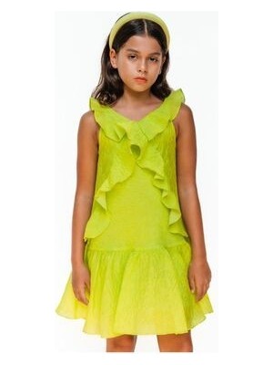 Kız Çocuk Elbisesi - DSL0105 Neon Green