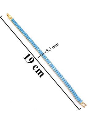Ferizz Altın Kaplama Turkuaz Taşlı Su Yolu Bileklik BLK-977