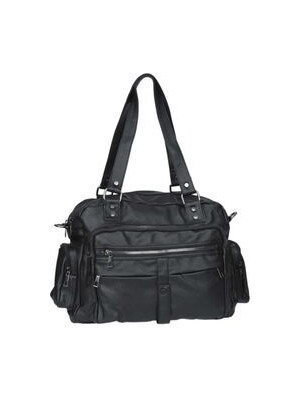 Belirtilmemiş Kadın Siyah Yumuşak Yıkama Deri Çok Bölmeli Çanta Ergonomik Tasarım ile Şık Görünüm