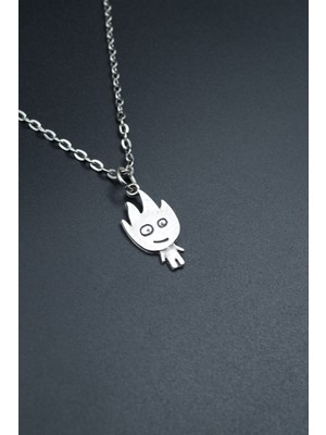 Minimal Ateş  Gümüş Kaplama Unisex Düz Zincir Kolye kod 929