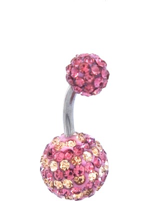 Ferizz 316L Çelik Pembe Zirkon Taşlı Toplu Piercing PRC-106