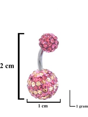 Ferizz 316L Çelik Pembe Zirkon Taşlı Toplu Piercing PRC-106