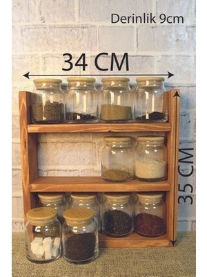 Ahşap Baharatlık Standı Tezgah Üstü Düzenleyici Ahşap Raf Baharatlık