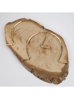 Kavisli Sarı Metal Çanta Sapı Çifti