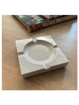 LİSPERA Kare Bej Mermer Küllük ,mermer Küllük , Doğal Mermer Küllük , Lüks Mermer Hediyelik