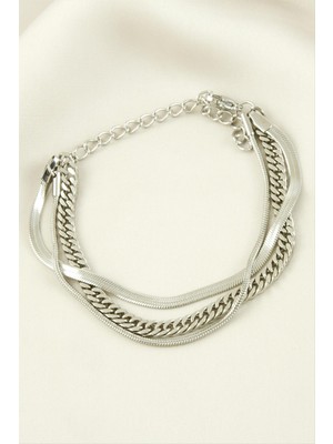 Bijuteri Net Italyan Zincirli Lüks Çelik Bileklik