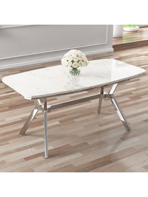 Canisa Lena Serisi 90X160 Lak Panel Krom Kaplama Ayaklı Masa