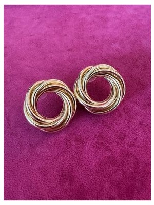 Milena Istanbul Yuvarlak Formlu Tasarım Küpe - Gold